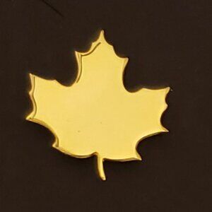 Maple Leaf Goldtone Lapel Pin Brooch Canada Canadian Pride Plain Metal Smooth
